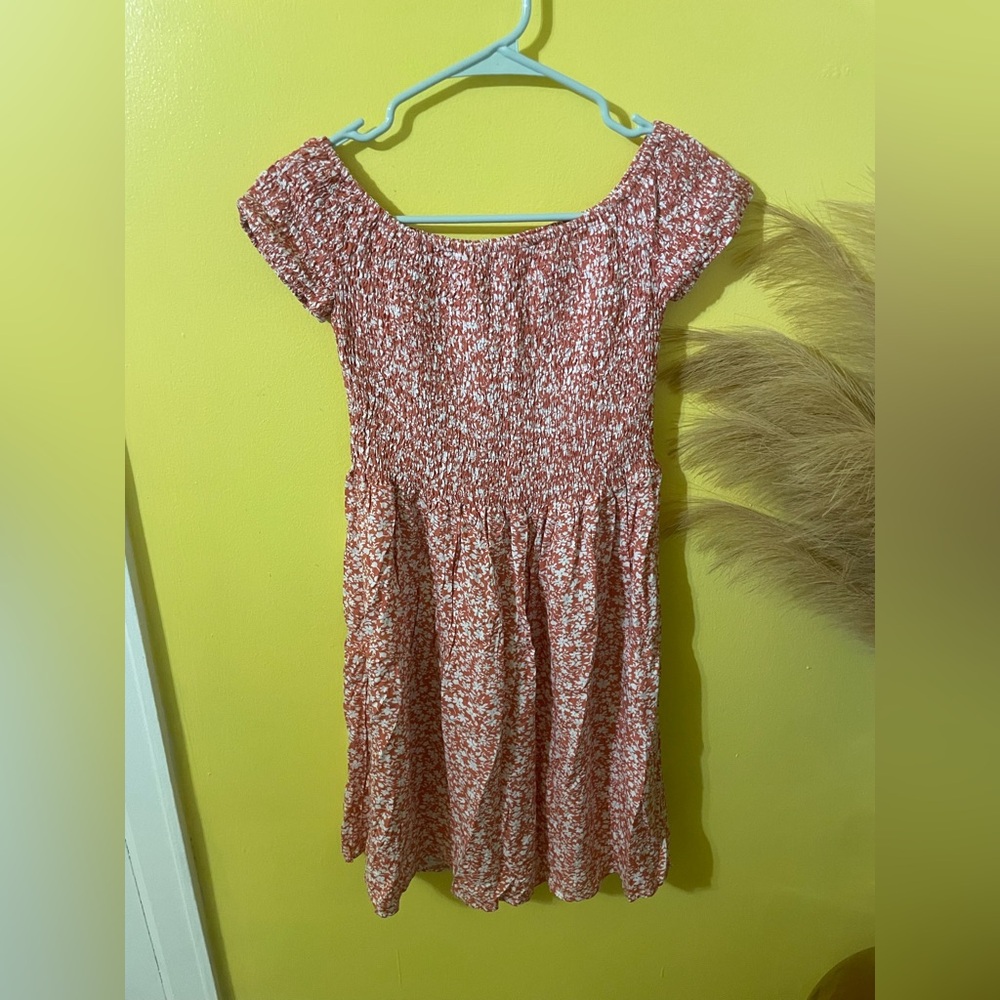 SHEIN Red/Orangish and White Floral Casual Dress